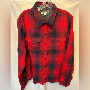 Outerknown Blanket Shirt Women’s XL/XXL Red Blue Button Up Heavy Twill Shacket